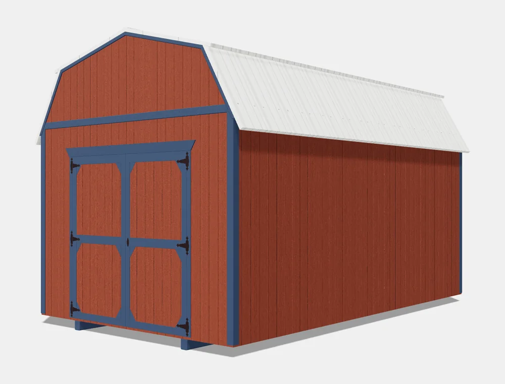 Lofted Barn rendered in the 3D shed builder